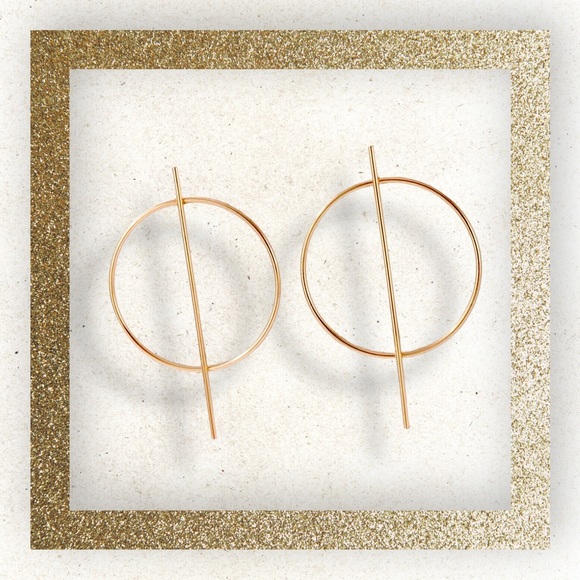 New geo earrings gold tone post style - Picture 3 of 4